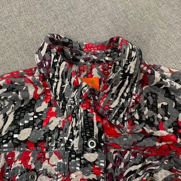 Hearts of Palm Woman Jacket Plus 18W Shiny Retro Stretch Collared Buttons - Picture 2 of 15